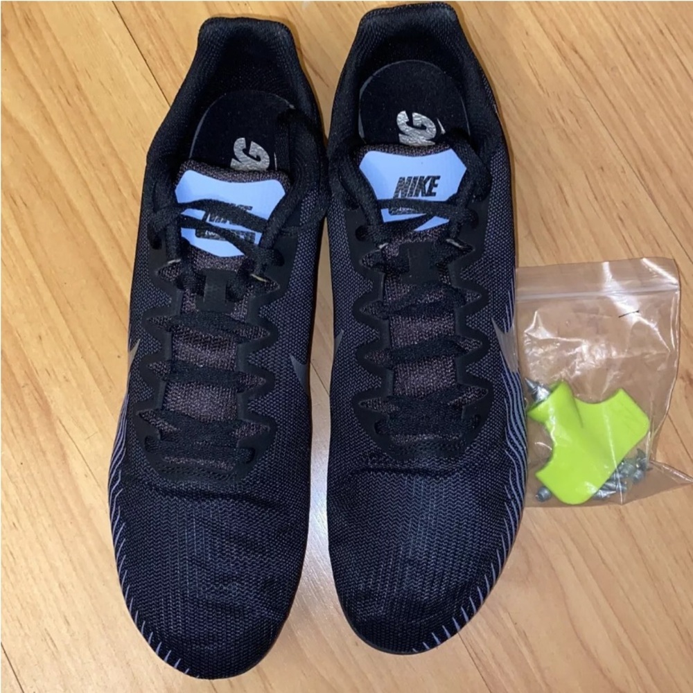 Nike Zoom Rival Track Running Racing Shoes w Spikes Mens 12 Black Grey.